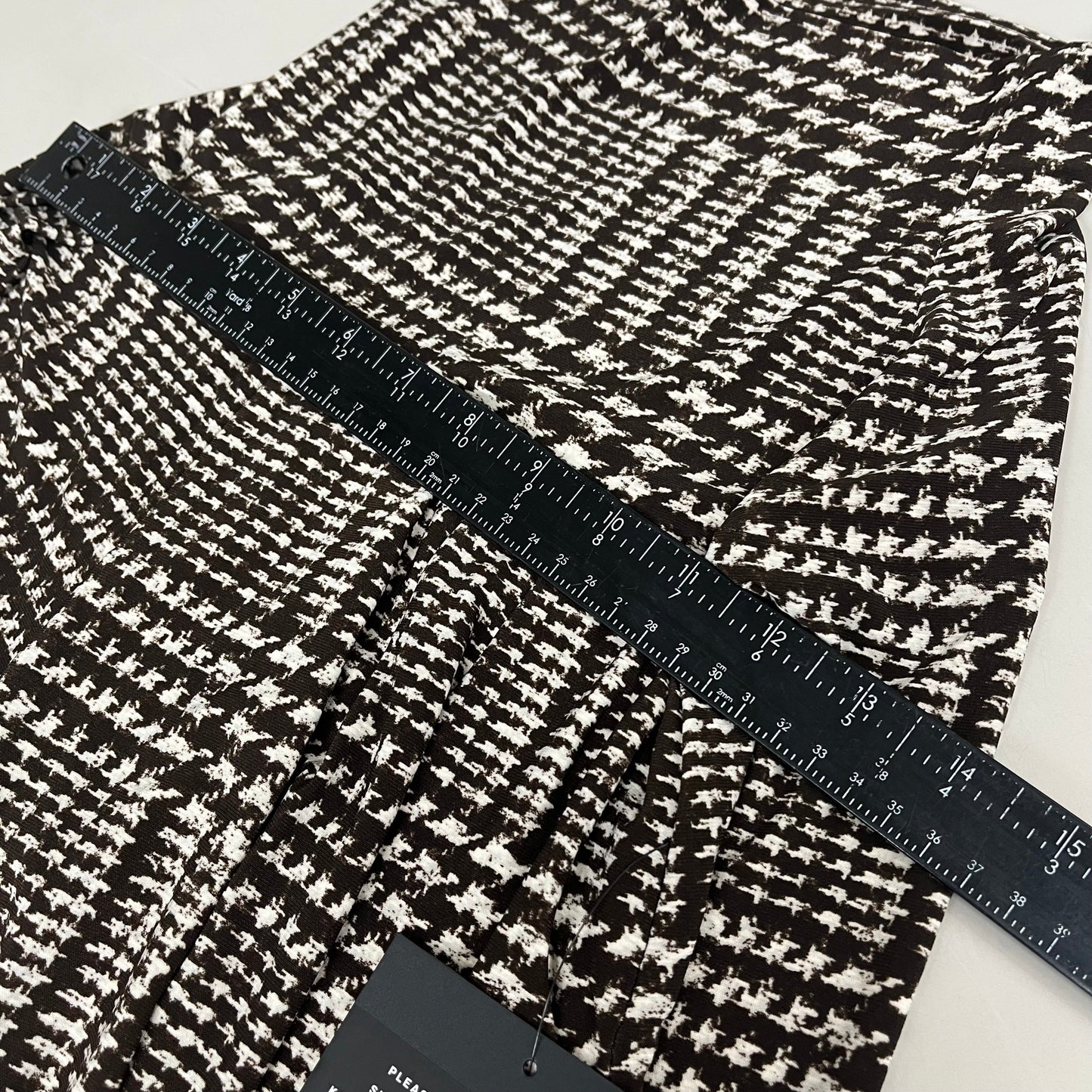 NORMA KAMALI High Waist Pleat Pant Women's Sz XS/29 Chocolate Glenn Plaid Tweed