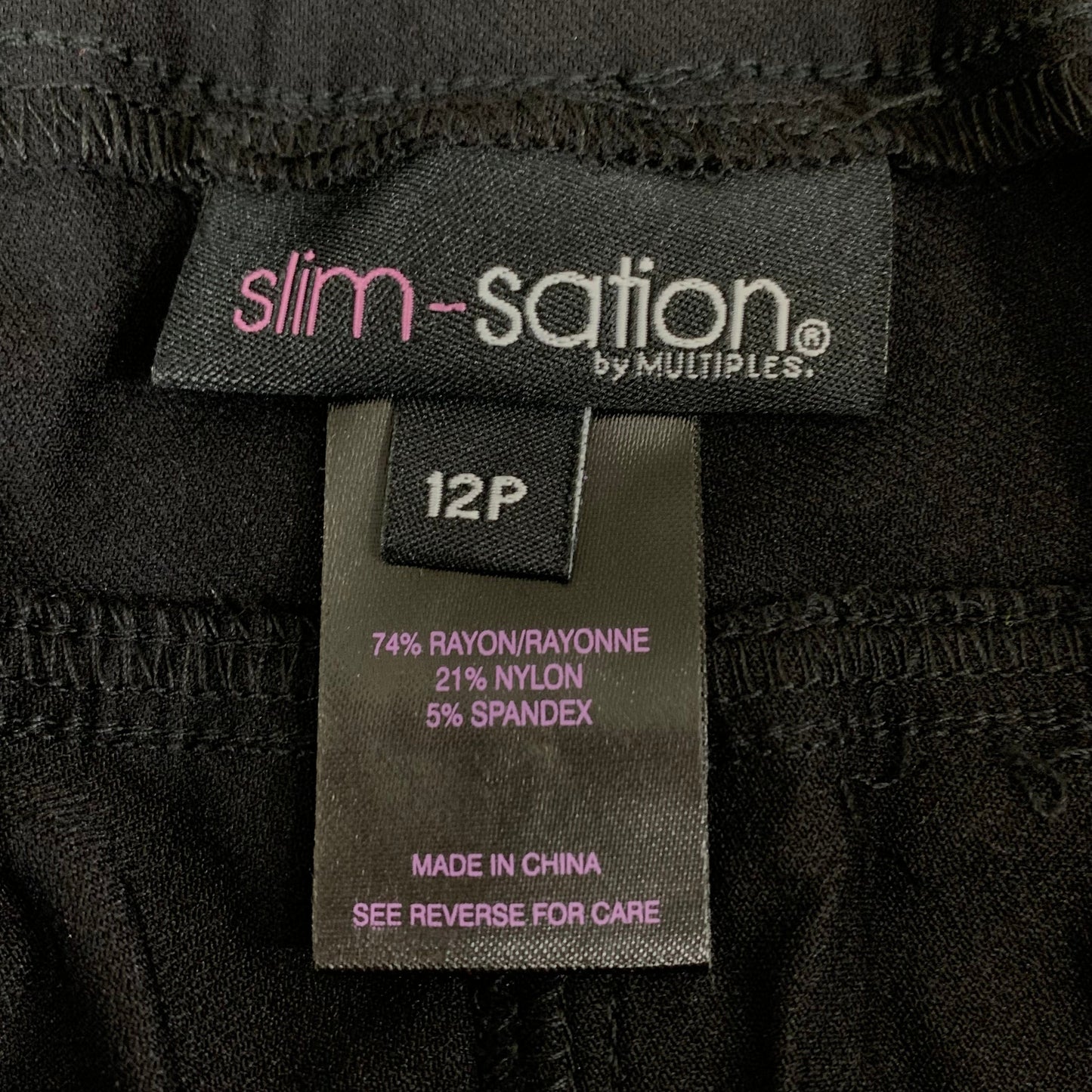 MULTIPLES Ankle Pants Petite Women's Sz 12P Black