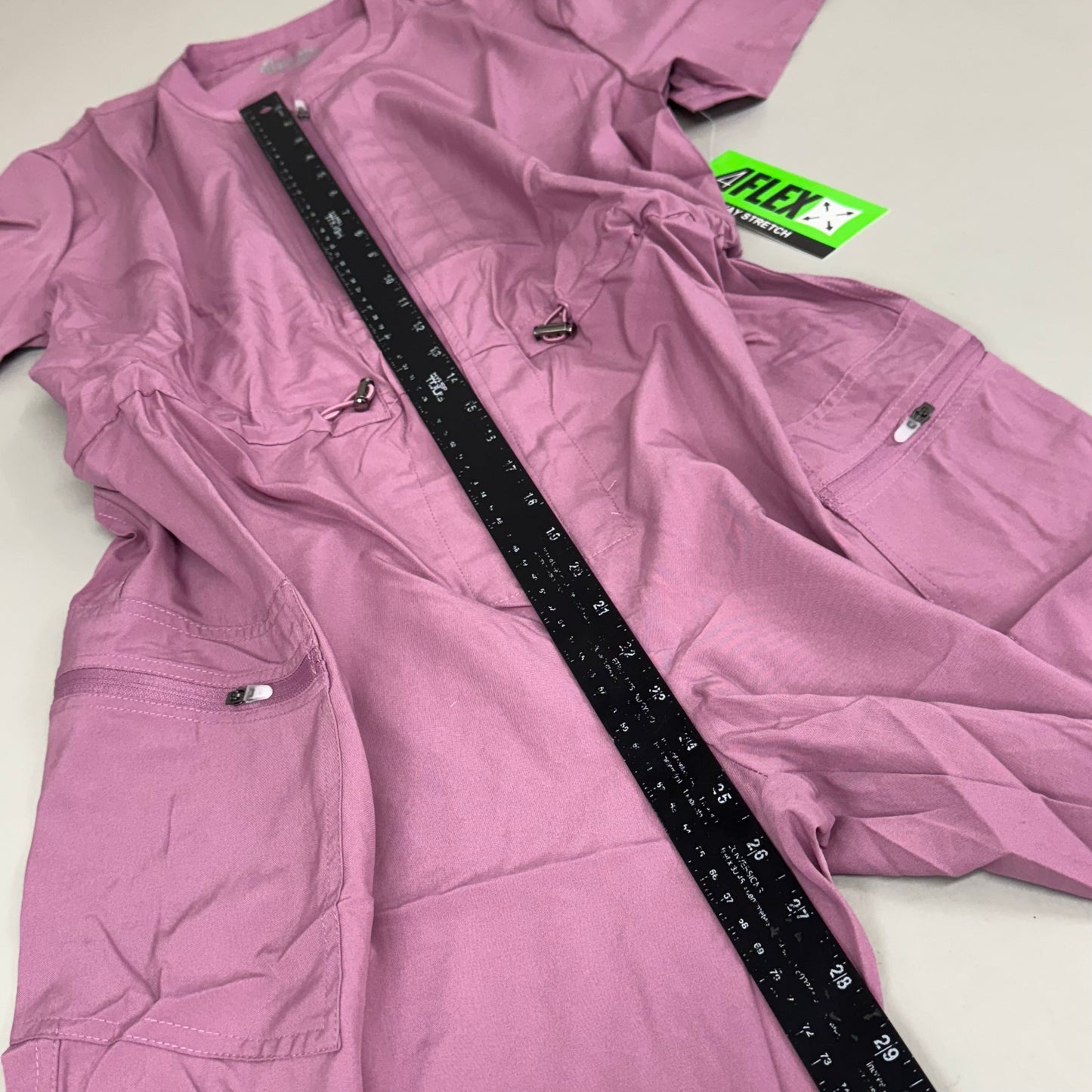 GREEN TOWN 4 Flex Scrubs Jumpsuit Cinch In Waist Women's Sz L Mauve GFX-023AST