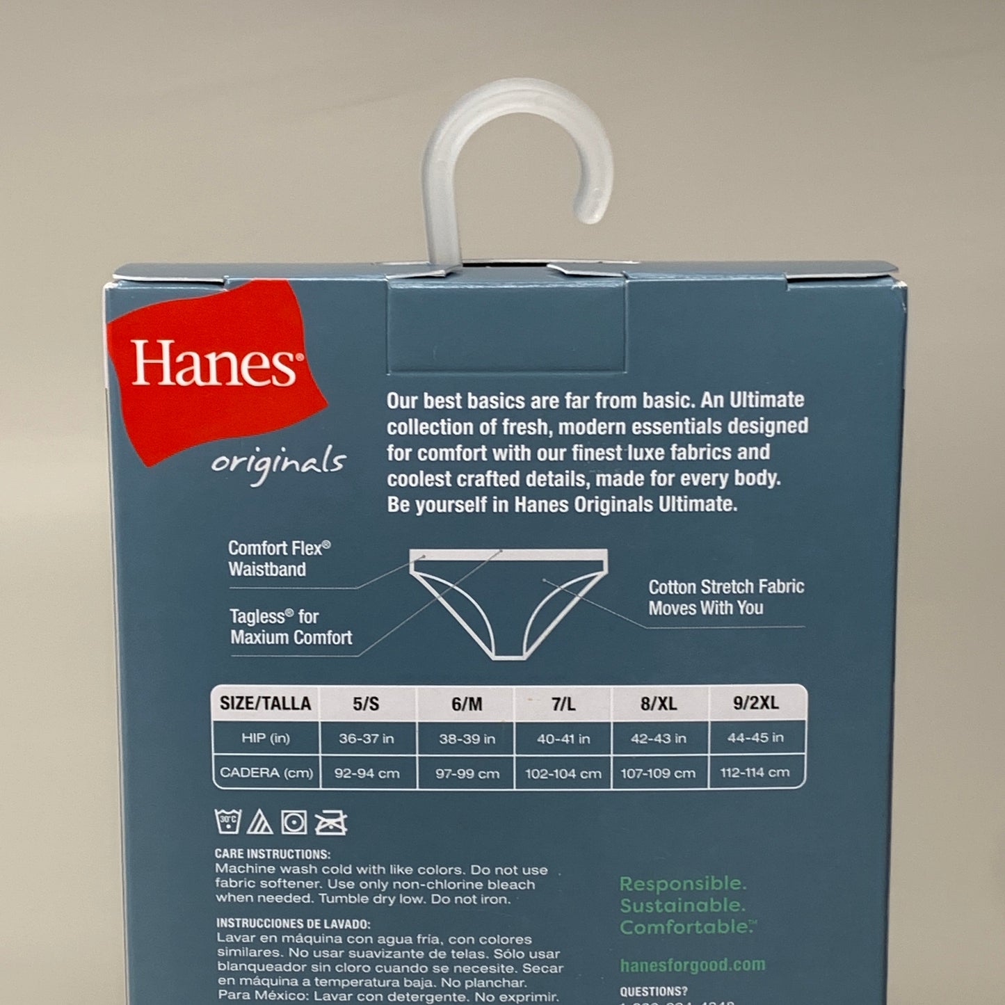 HANES 3 PACK!! Originals Women's Breathable Cotton Bikini Underwear Sz 9/2XL Black/Heather/Stripe 45OUBK