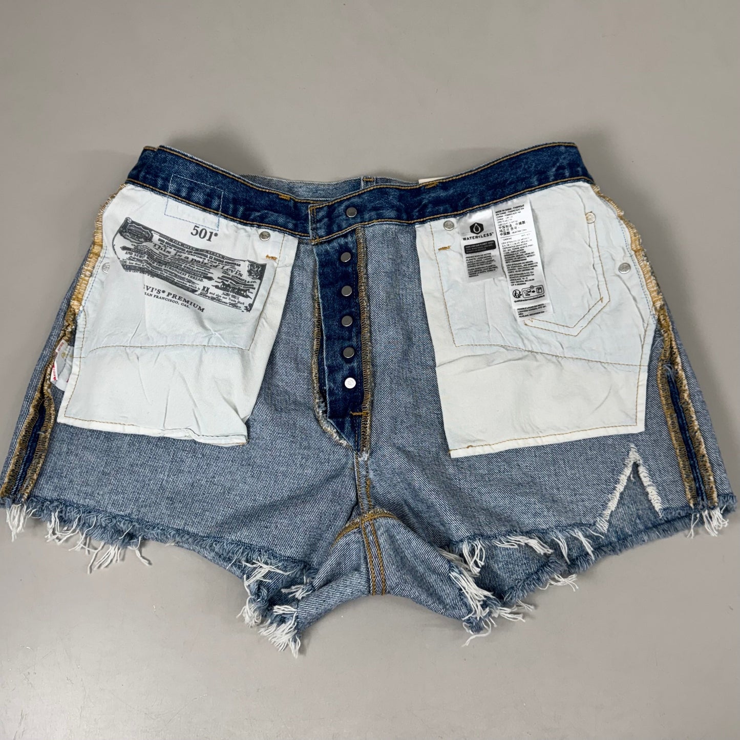 LEVIS 501 Original Fit High Rise Shorts Medium Wash Women's Sz 32 Mega Vibe Blue