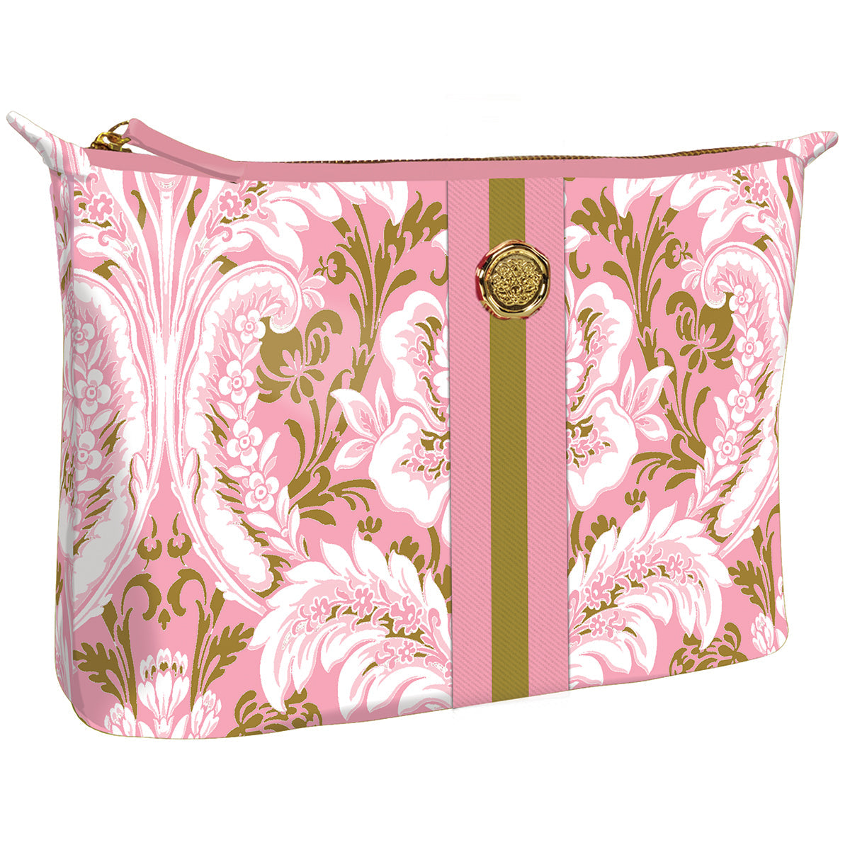 Pink Damask Large Cosmetic