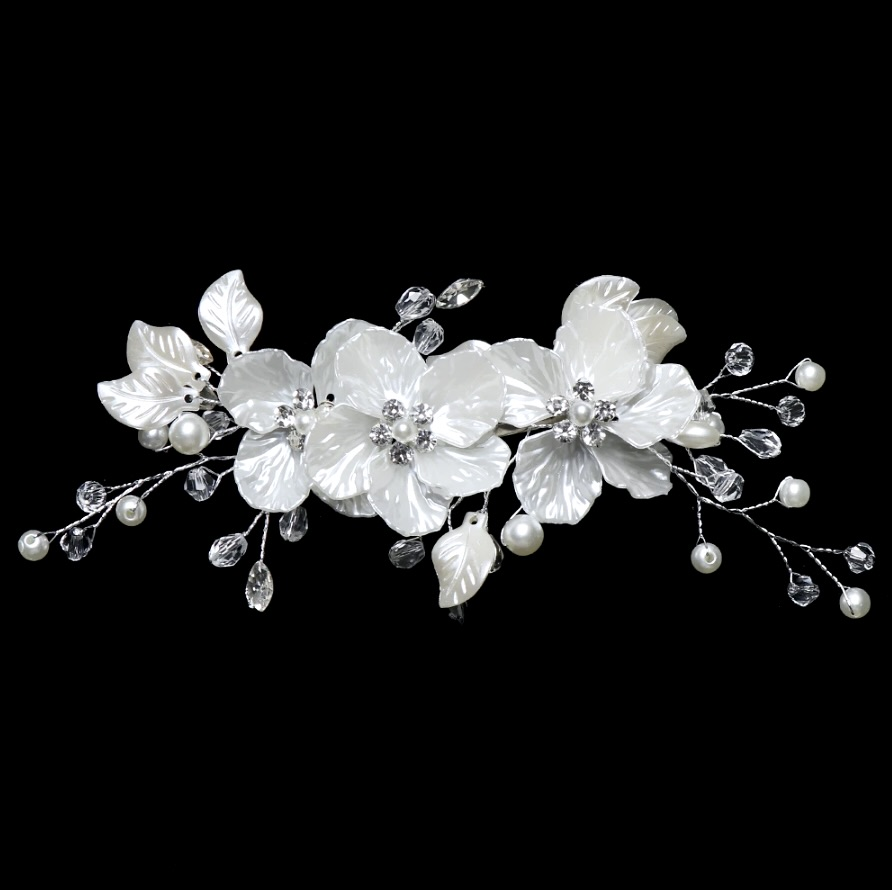 Kira - Floral Bridal Hair Clip/Vine - Available in Silver and Gold