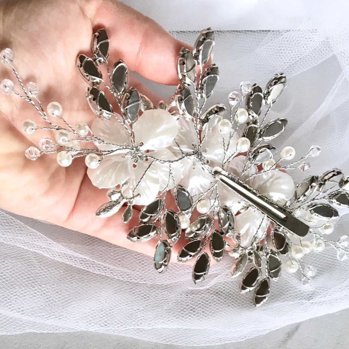 Lillah - Pearl and Crystal Bridal Hair Clip/Vine