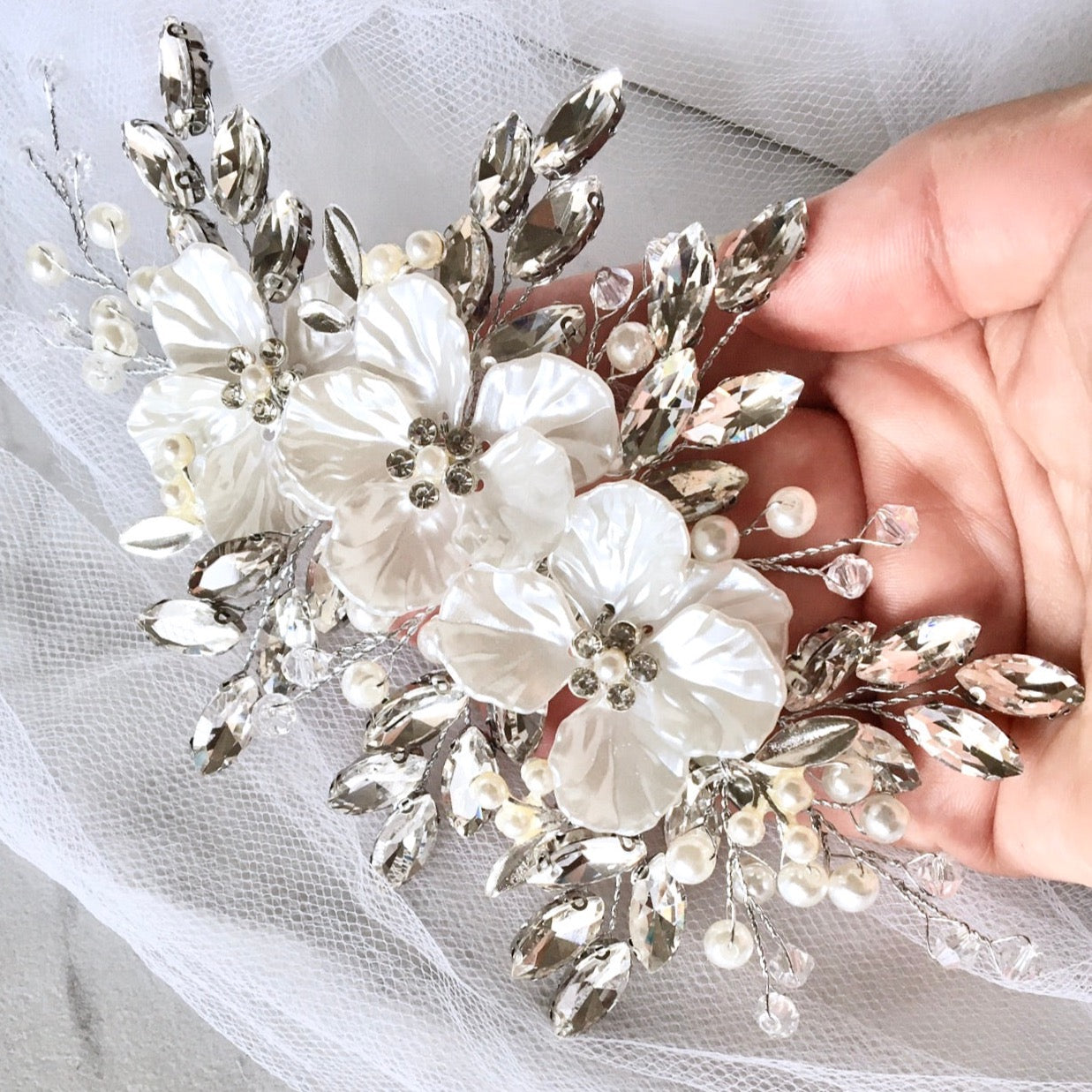 Lillah - Pearl and Crystal Bridal Hair Clip/Vine