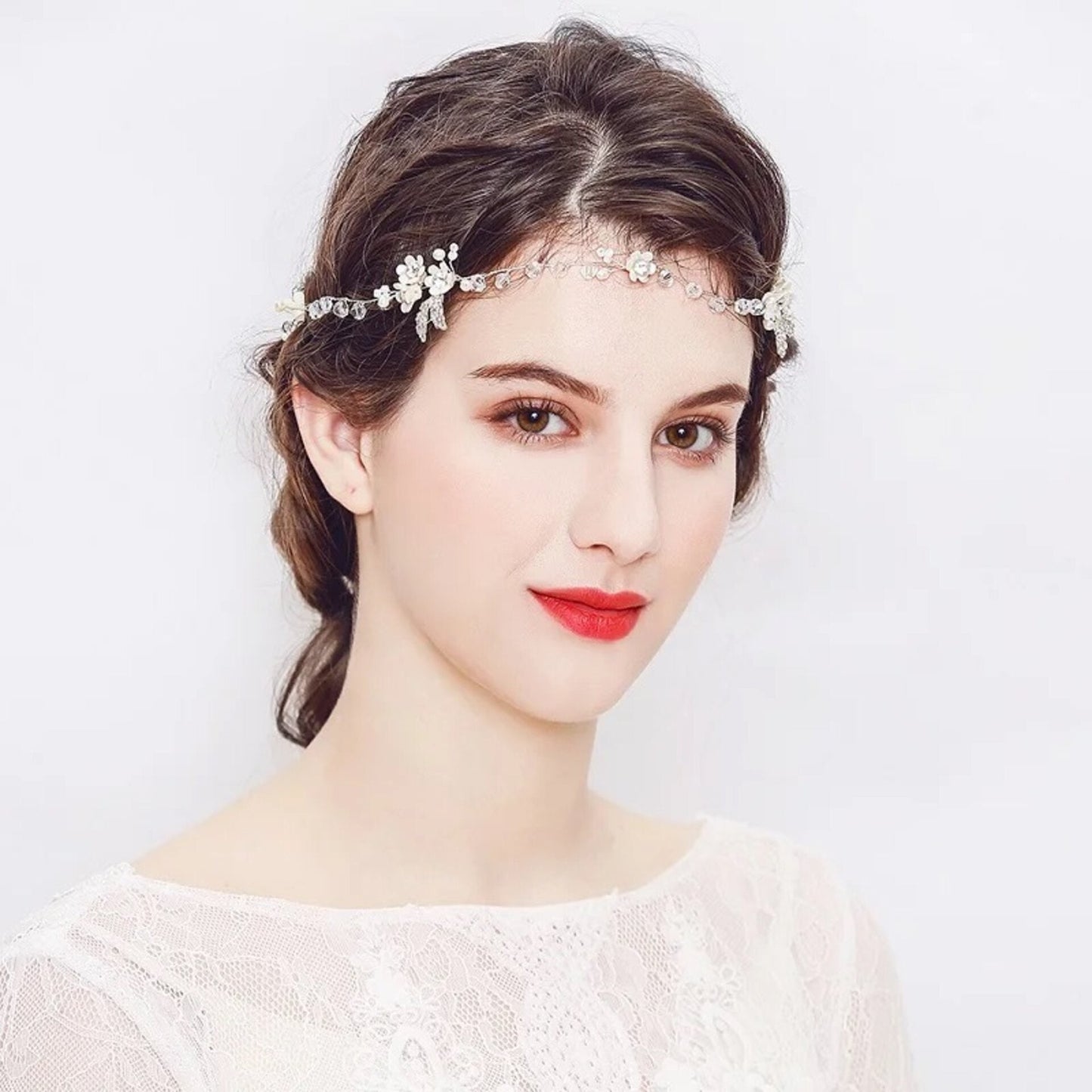 "Wendy" - Pearl and Crystal Long Bridal Hair Vine
