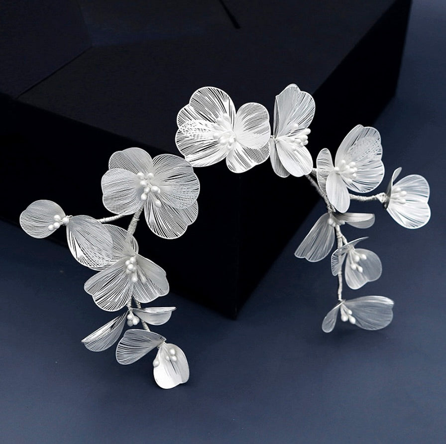 Maira - Floral Filigree Bridal Headband - Available in Silver, Rose Gold and Yellow Gold