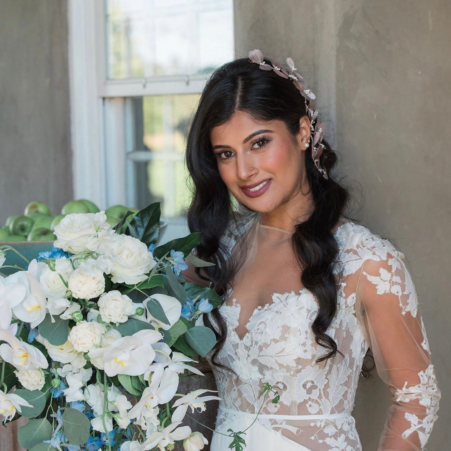 Maira - Floral Filigree Bridal Headband - Available in Silver, Rose Gold and Yellow Gold