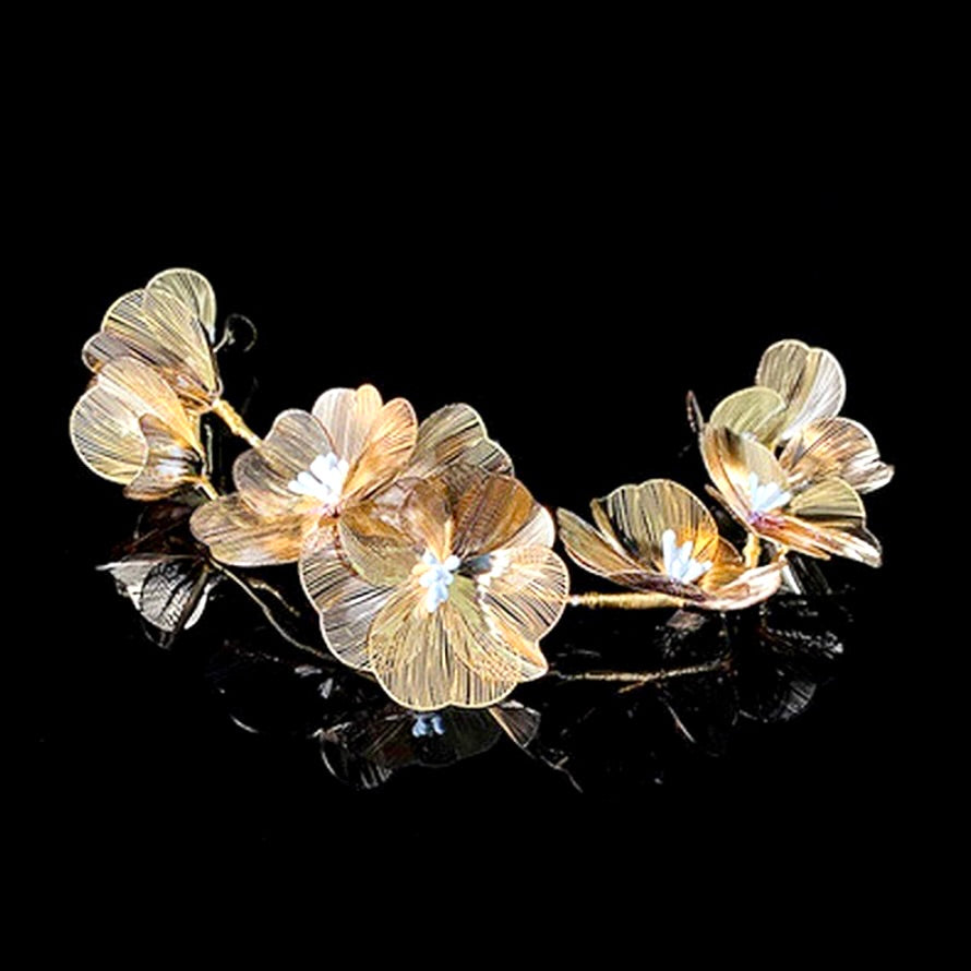 Maira - Floral Filigree Bridal Headband - Available in Silver, Rose Gold and Yellow Gold