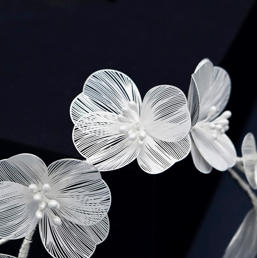Maira - Floral Filigree Bridal Headband - Available in Silver, Rose Gold and Yellow Gold