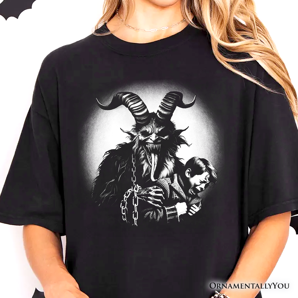 Krampus Spooky Portrait T-Shirt, Horror Villain Theme Halloween Tee