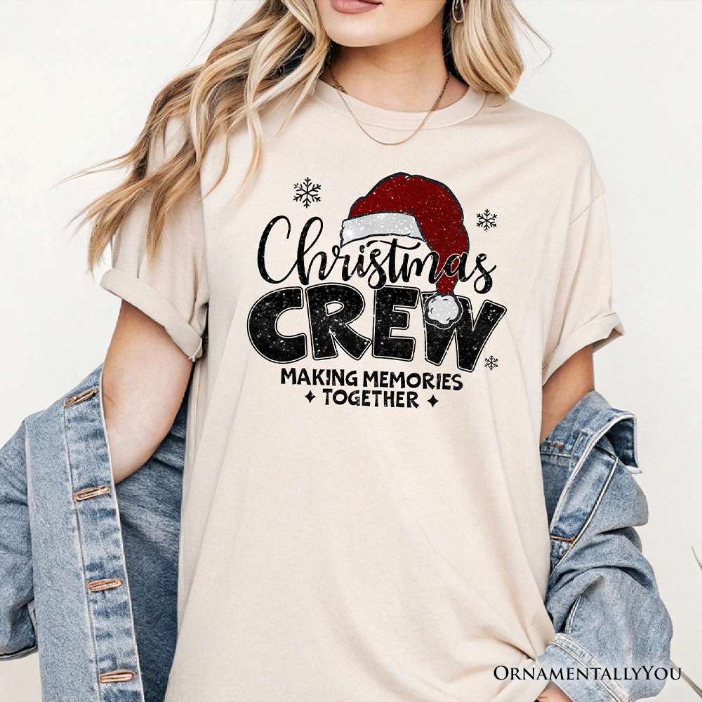 Christmas Crew T‑Shirt, Glitter Santa Hat Tee for Making Memories