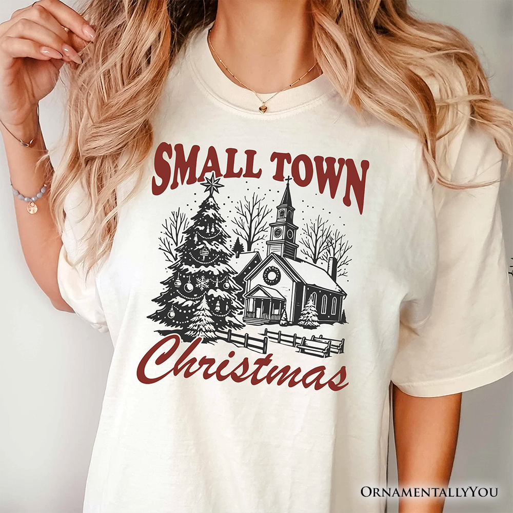 Small Town Christmas Vintage T‑Shirt, Rustic Winter Church Tee