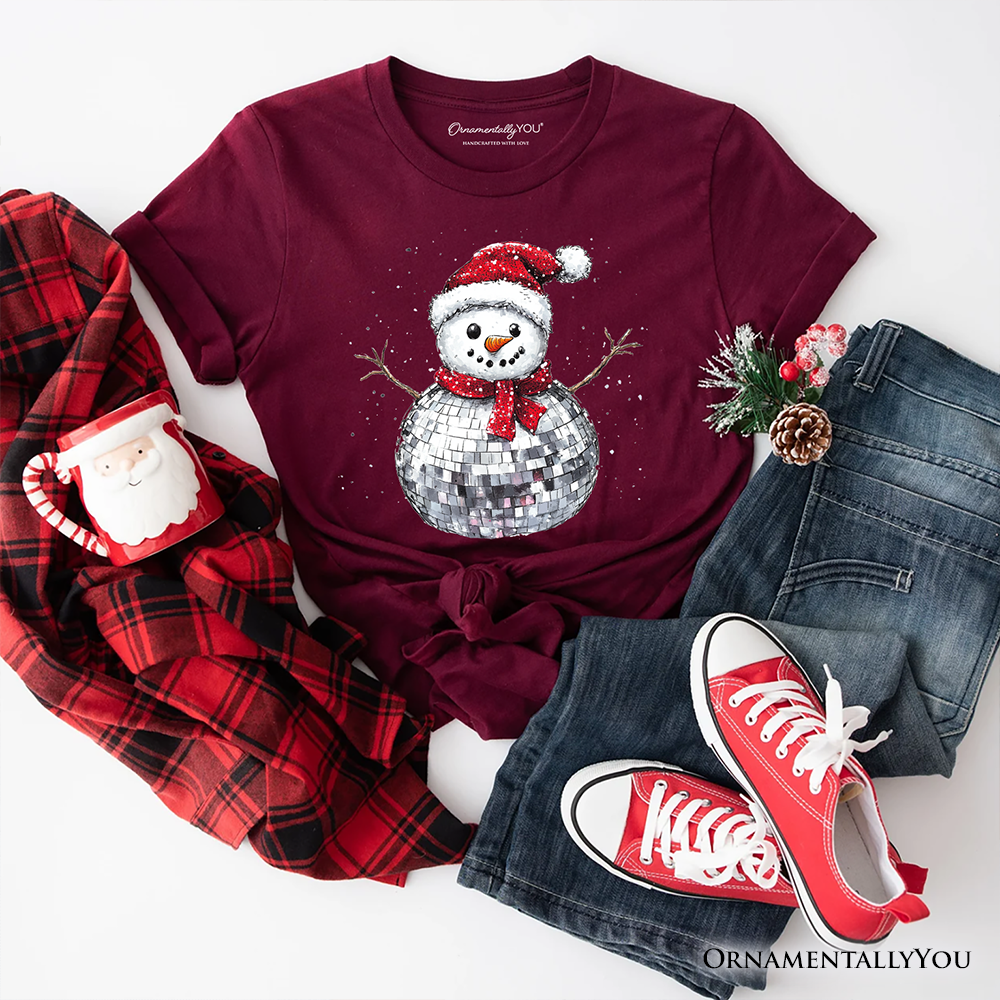 Disco Snowman Christmas T‑Shirt, Retro Holiday Tee for Dancers