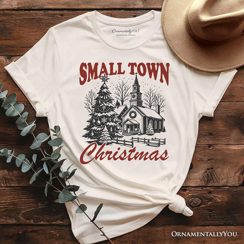 Small Town Christmas Vintage T‑Shirt, Rustic Winter Church Tee