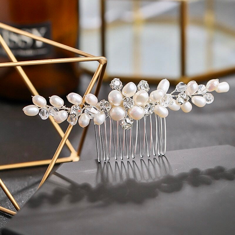 Alice - Freshwater Pearl and Crystal Bridal Hair Comb