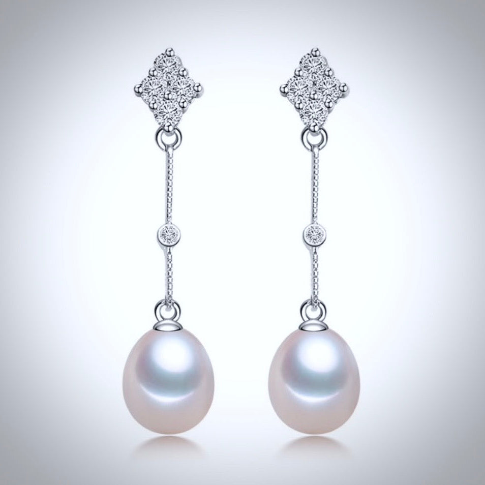Anka - Freshwater Pearl and Sterling Silver Bridal Earrings