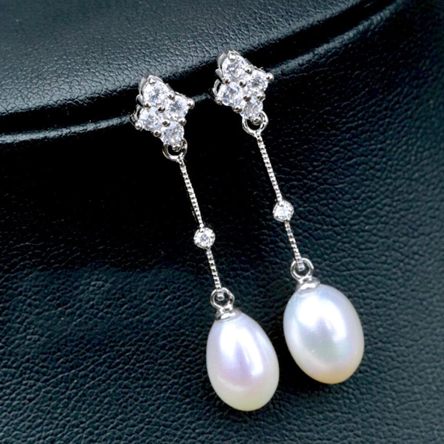 Anka - Freshwater Pearl and Sterling Silver Bridal Earrings