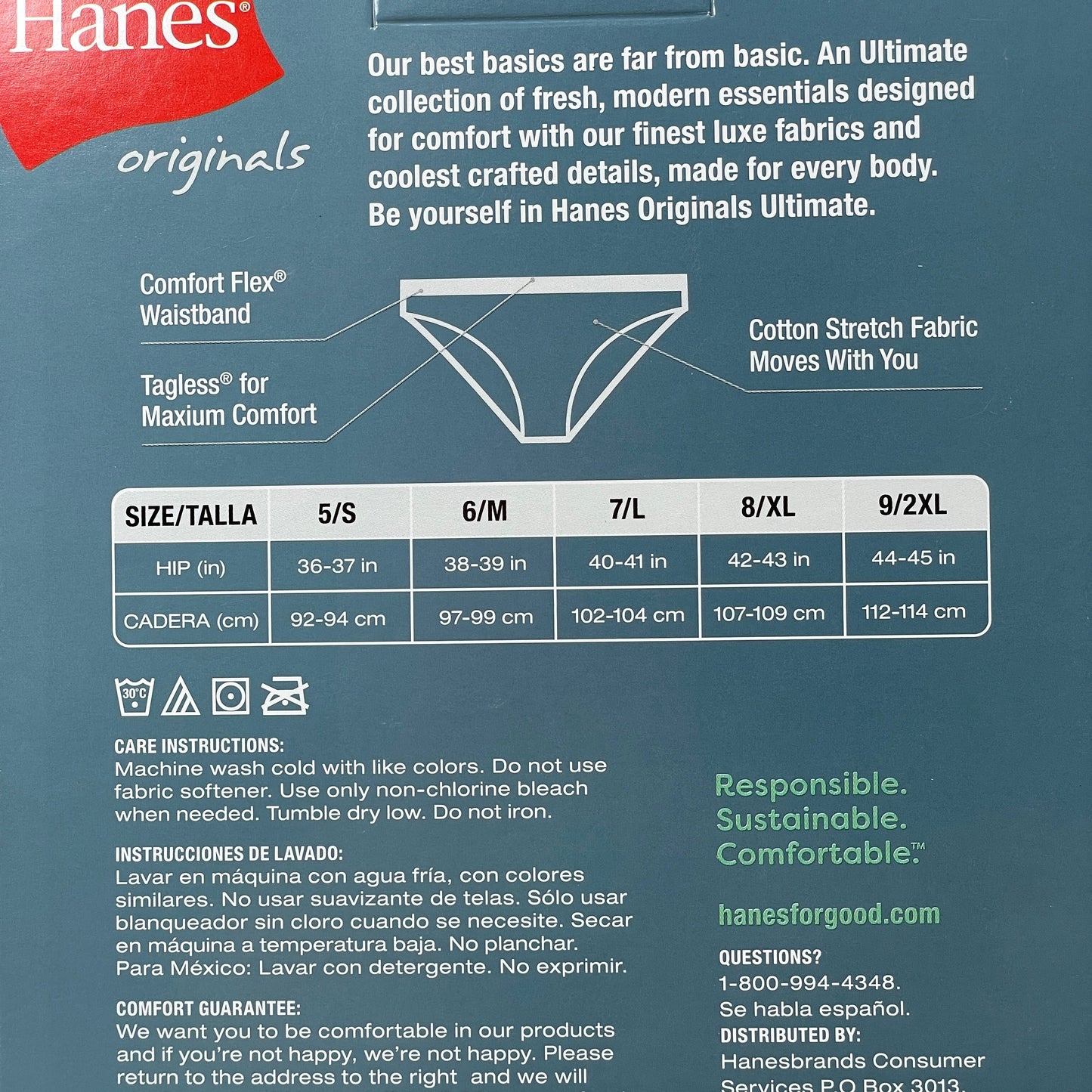 HANES 3 PACK!! Originals Women's Breathable Cotton Bikini Underwear Sz 6/M Black/Heather/Stripe 45OUBK