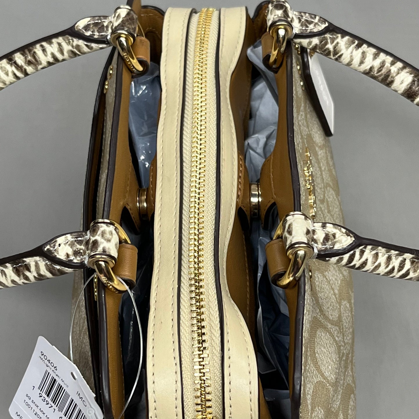 COACH Mini Lille Light Khaki Multi Carryall in Signature Canvas 90406 (New)