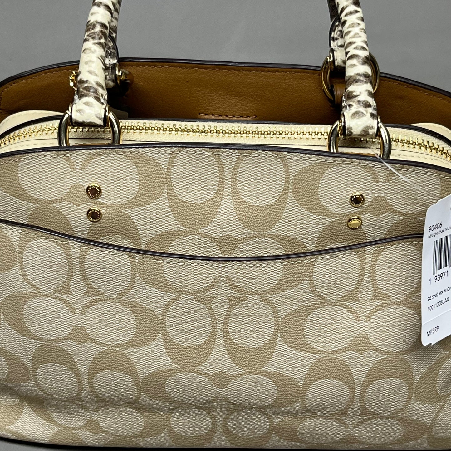 COACH Mini Lille Light Khaki Multi Carryall in Signature Canvas 90406 (New)
