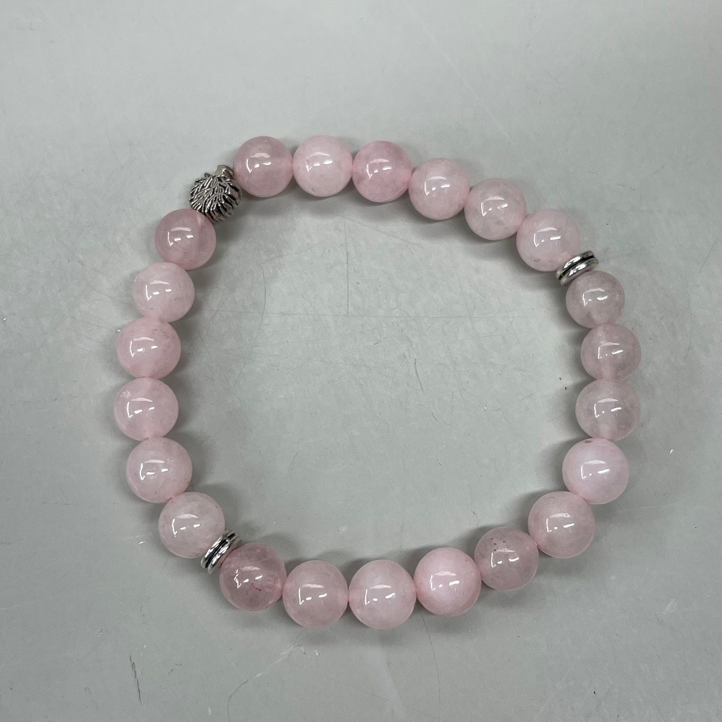 BEST WHOLESALE 6-PACK! Beaded Rose Quartz Crystal Bracelets 3" Silver Tree New