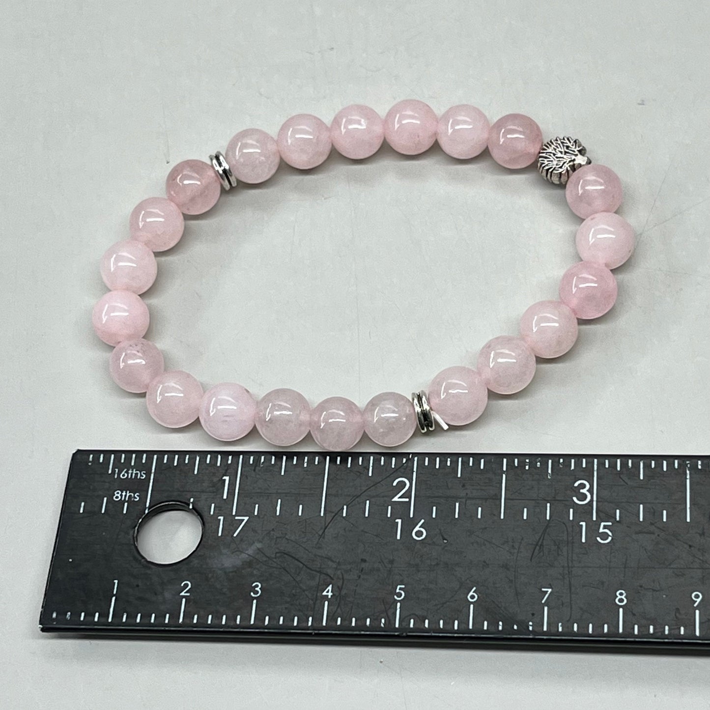 BEST WHOLESALE 6-PACK! Beaded Rose Quartz Crystal Bracelets 3" Silver Tree New