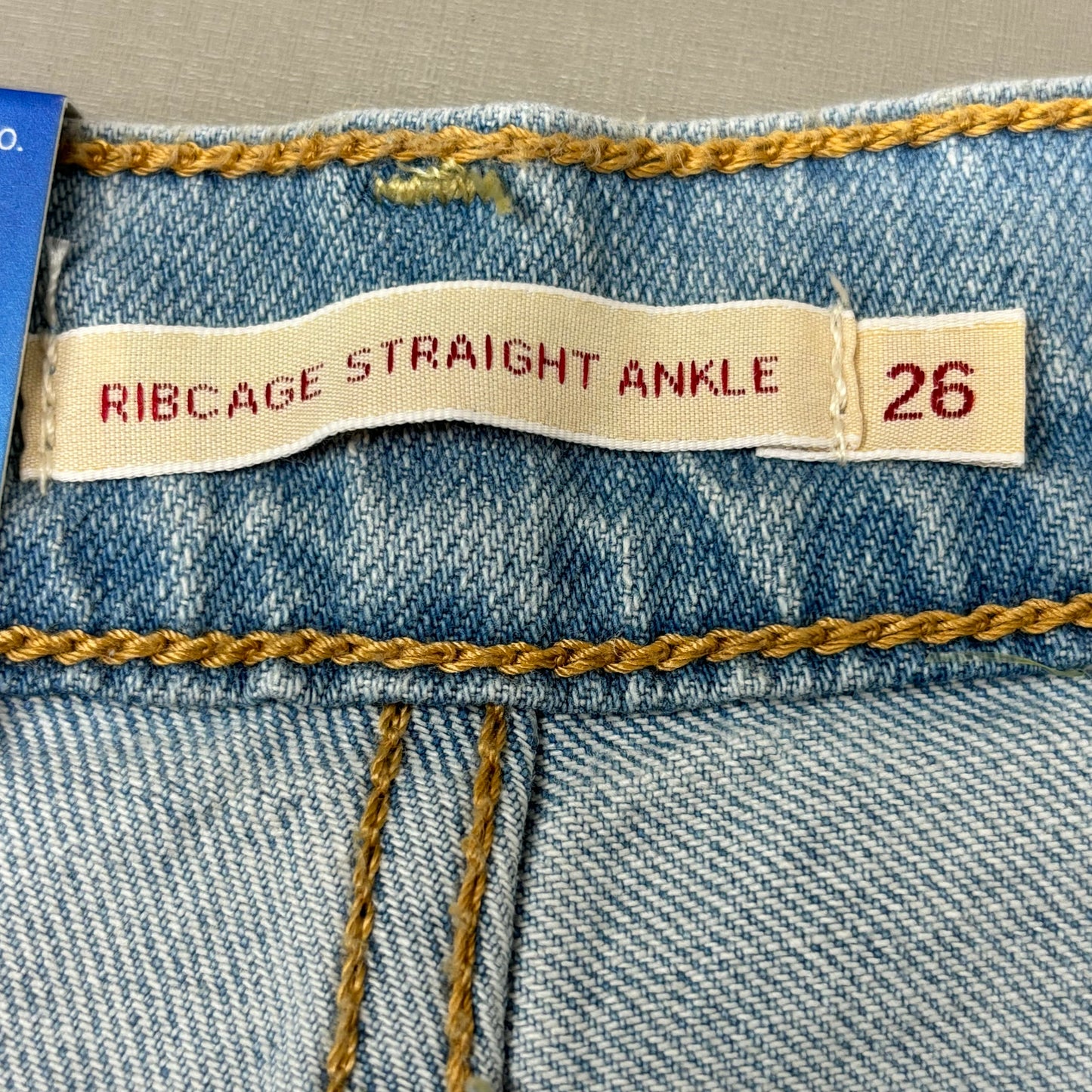 LEVIS Ribcage Straight Ankle Performance Jeans Women's Sz 26x27 Blue Light Wash