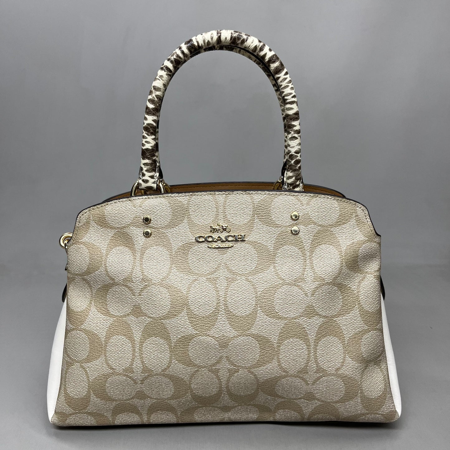 COACH Mini Lille Light Khaki Multi Carryall in Signature Canvas 90406 (New)