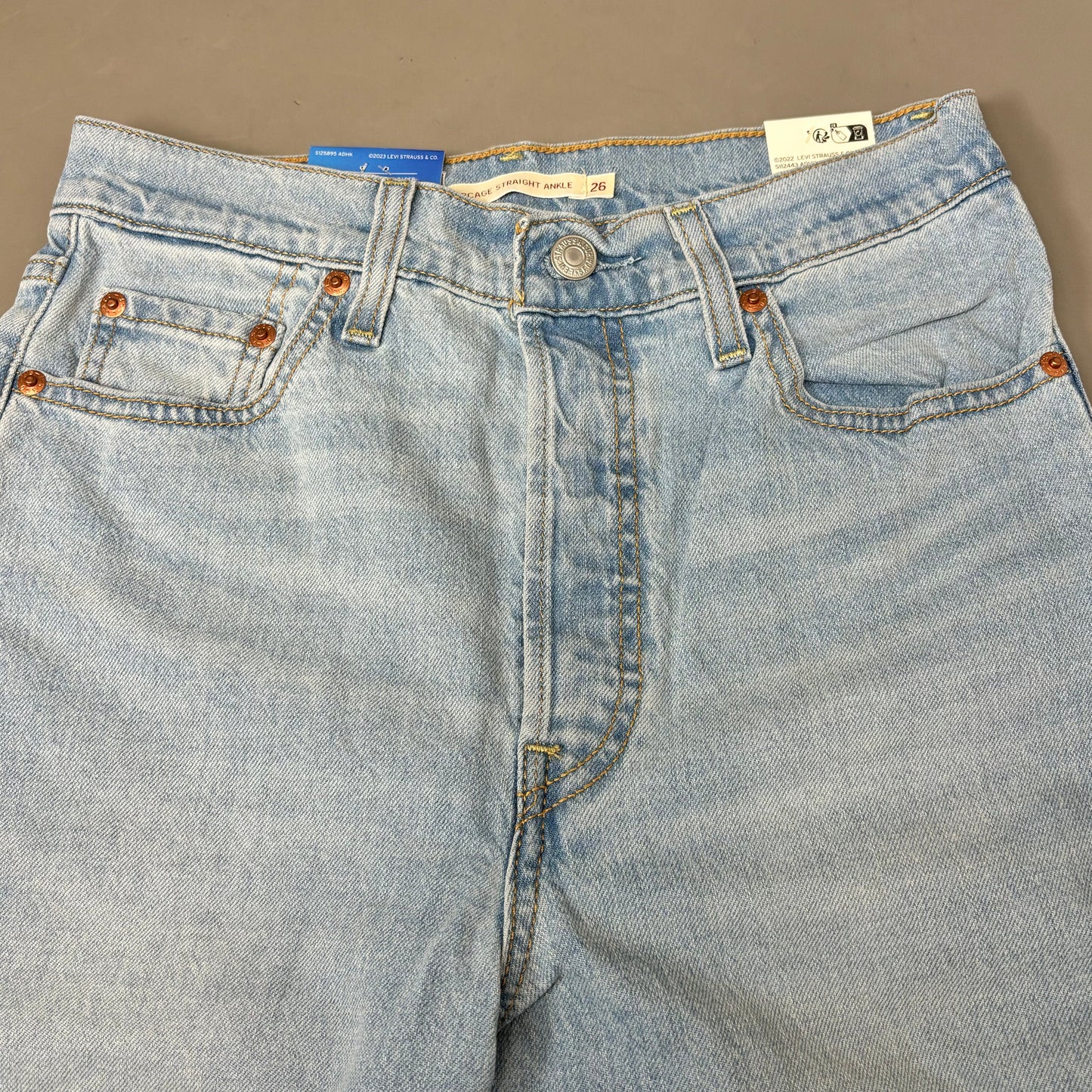 LEVIS Ribcage Straight Ankle Performance Jeans Women's Sz 26x27 Blue Light Wash