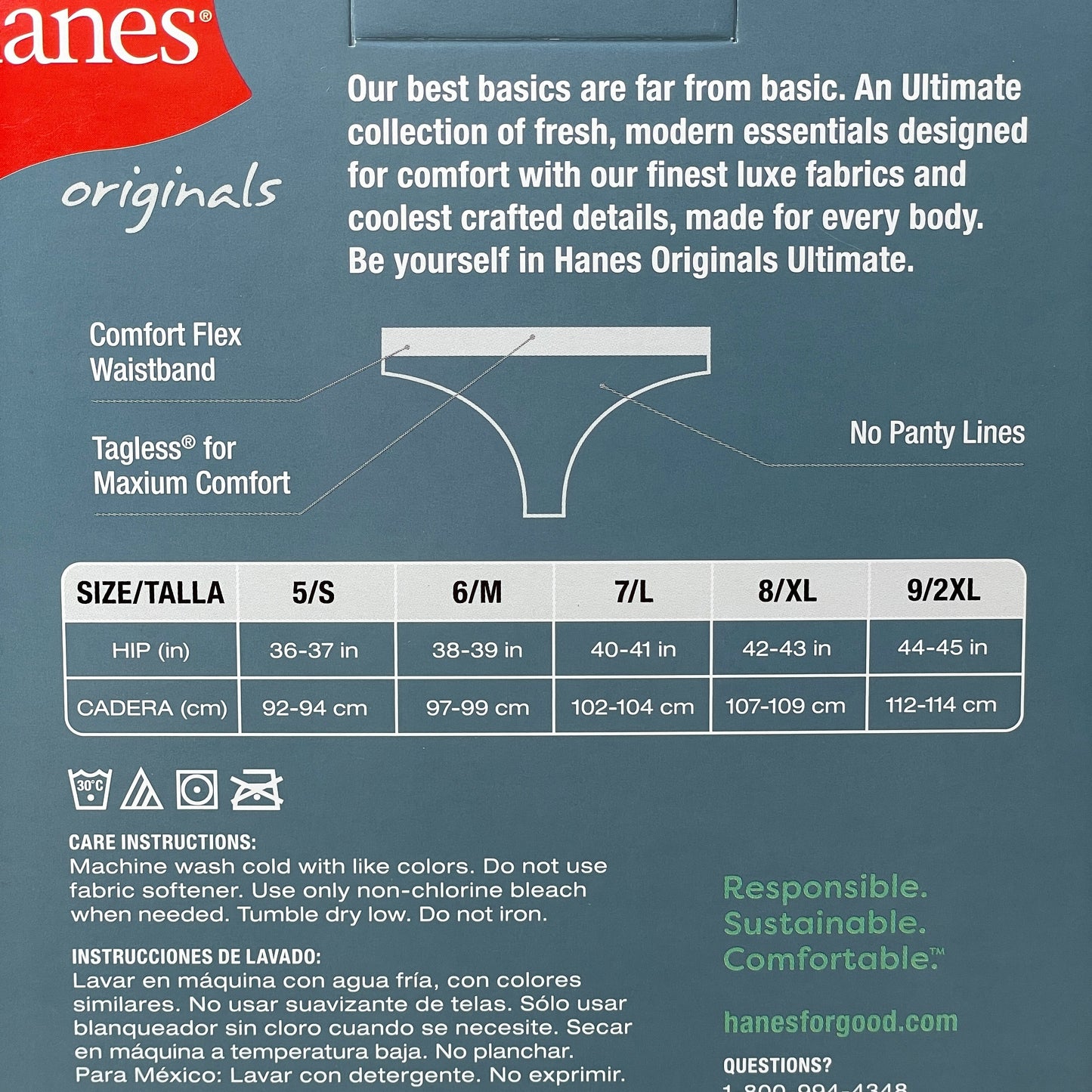 HANES 3 PACK!! Originals Women's Breathable Cotton Stretch Thongs Underwear Sz 5/S Black/Heather/Stripe 45UOBT