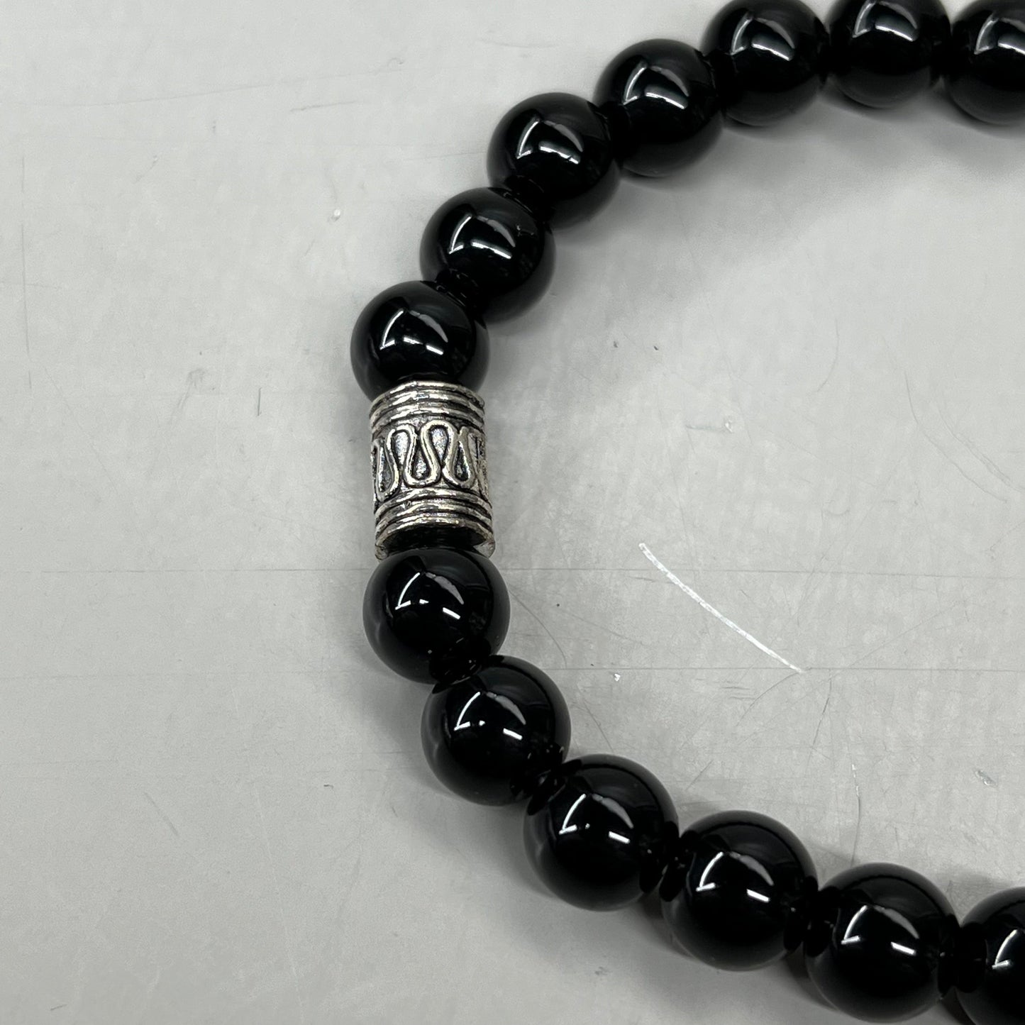BEST WHOLESALE 6-PACK! Beaded Black Crystal Bracelets 3" Silver Jewel New