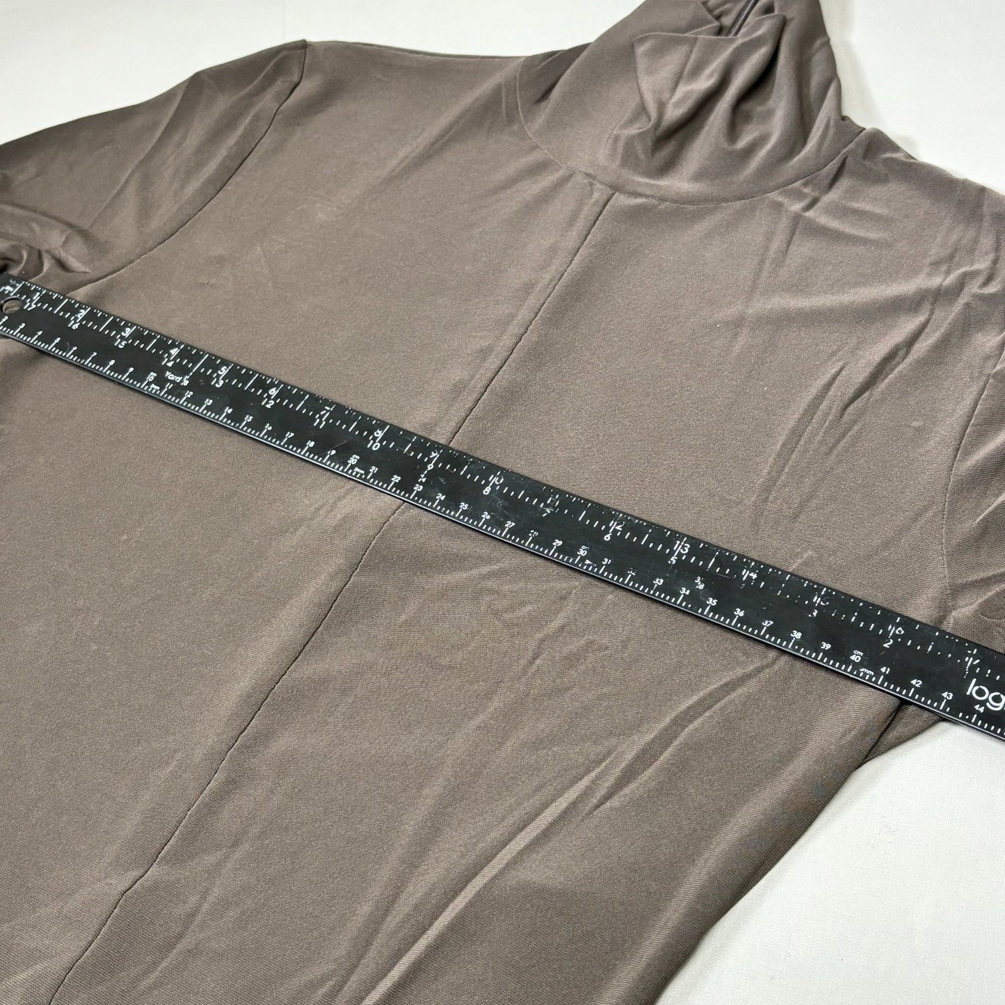 NORMA KAMALI Slim Fit Turtleneck Catsuit w/ Footsie Women's Sz M/38 Chocolate