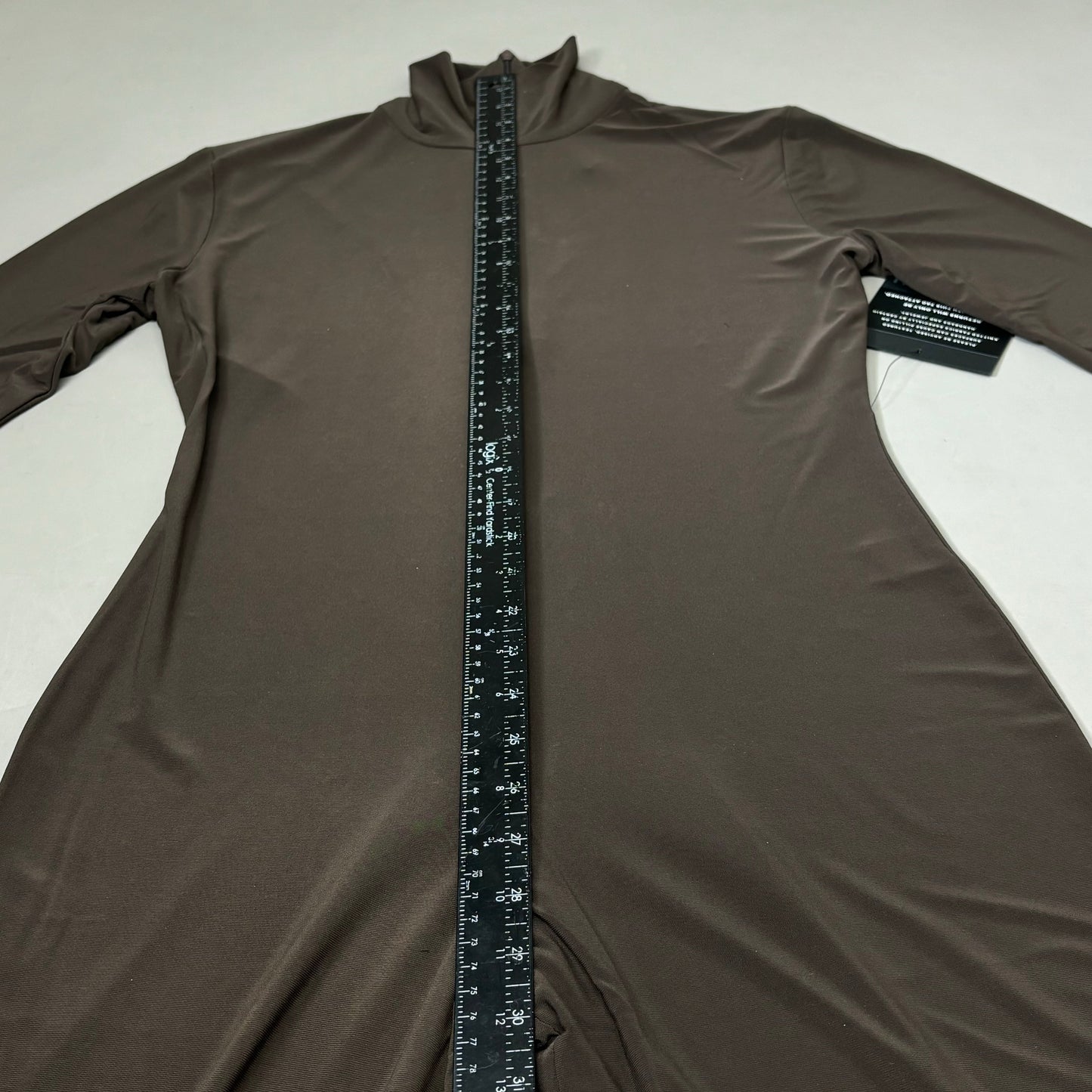 NORMA KAMALI Slim Fit Turtleneck Catsuit w/ Footsie Women's Sz L/40 Chocolate