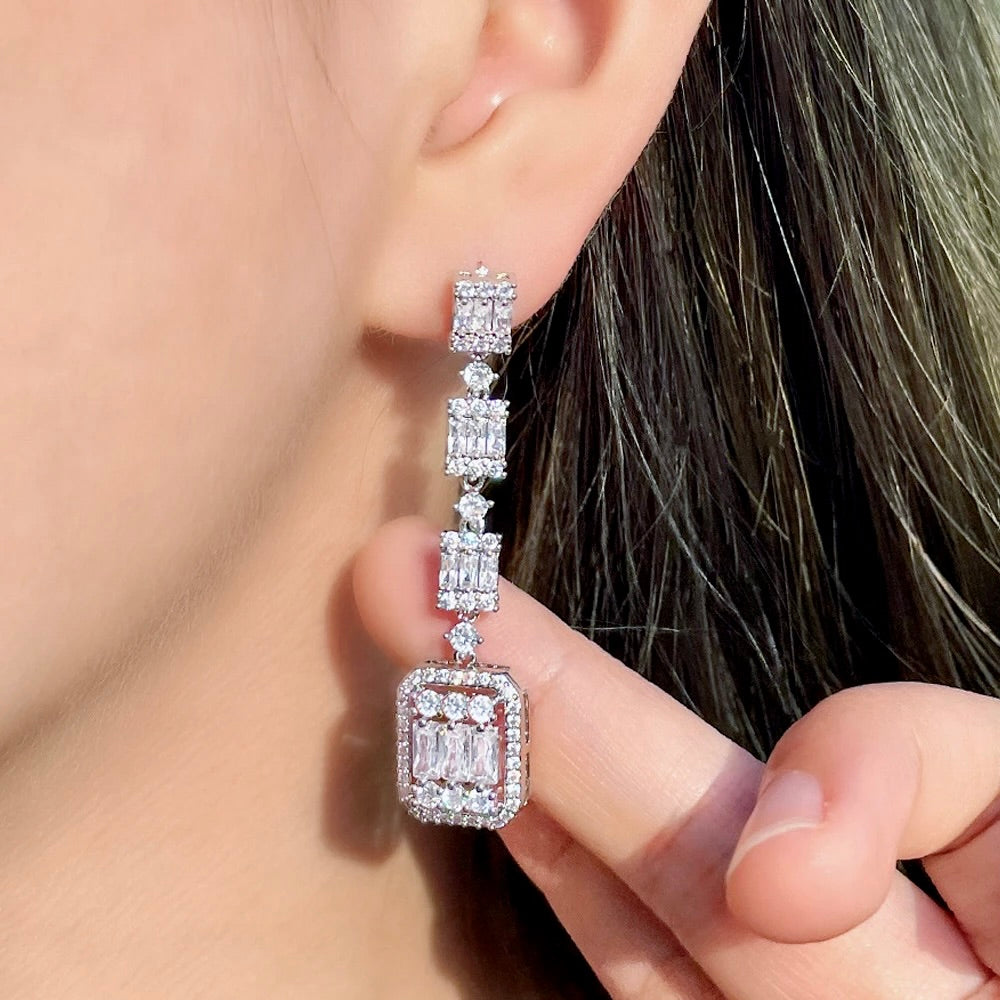 Terrani - Geometric Cubic Zirconia Bridal Earrings