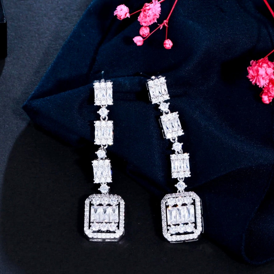 Terrani - Geometric Cubic Zirconia Bridal Earrings