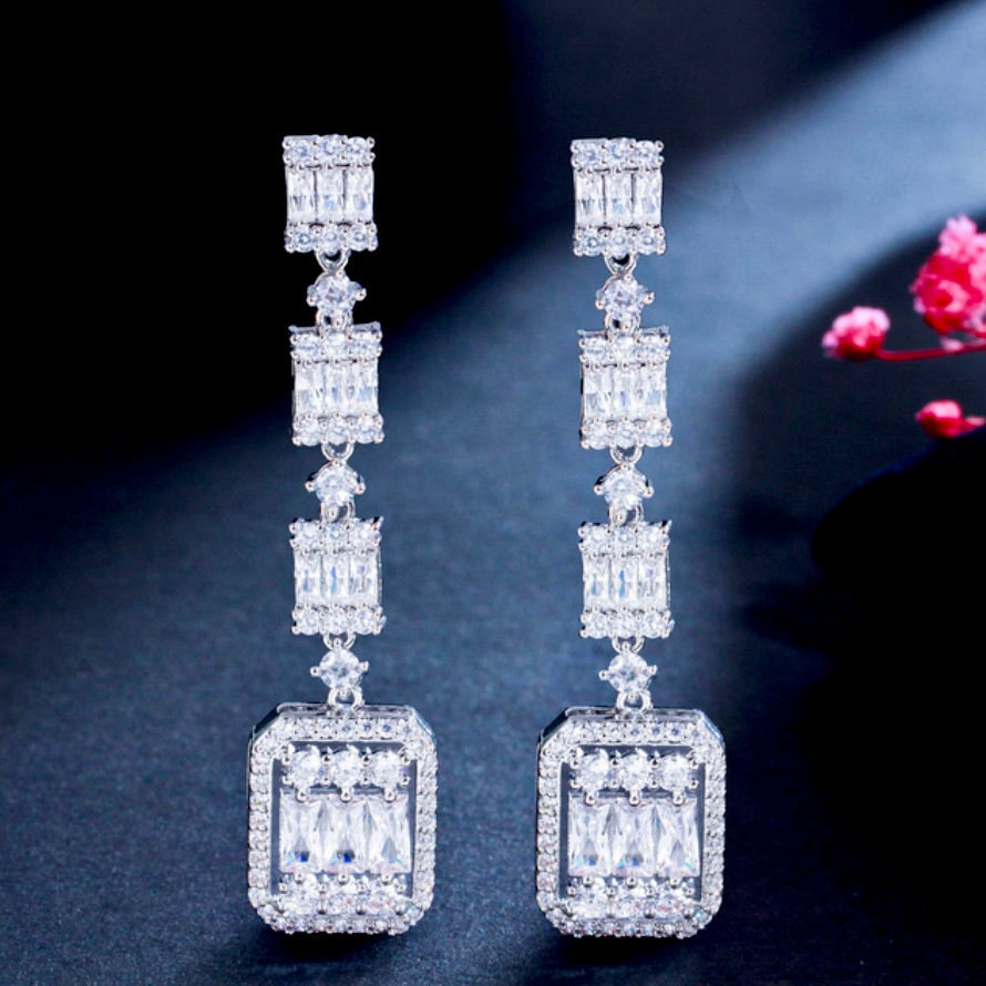 Terrani - Geometric Cubic Zirconia Bridal Earrings