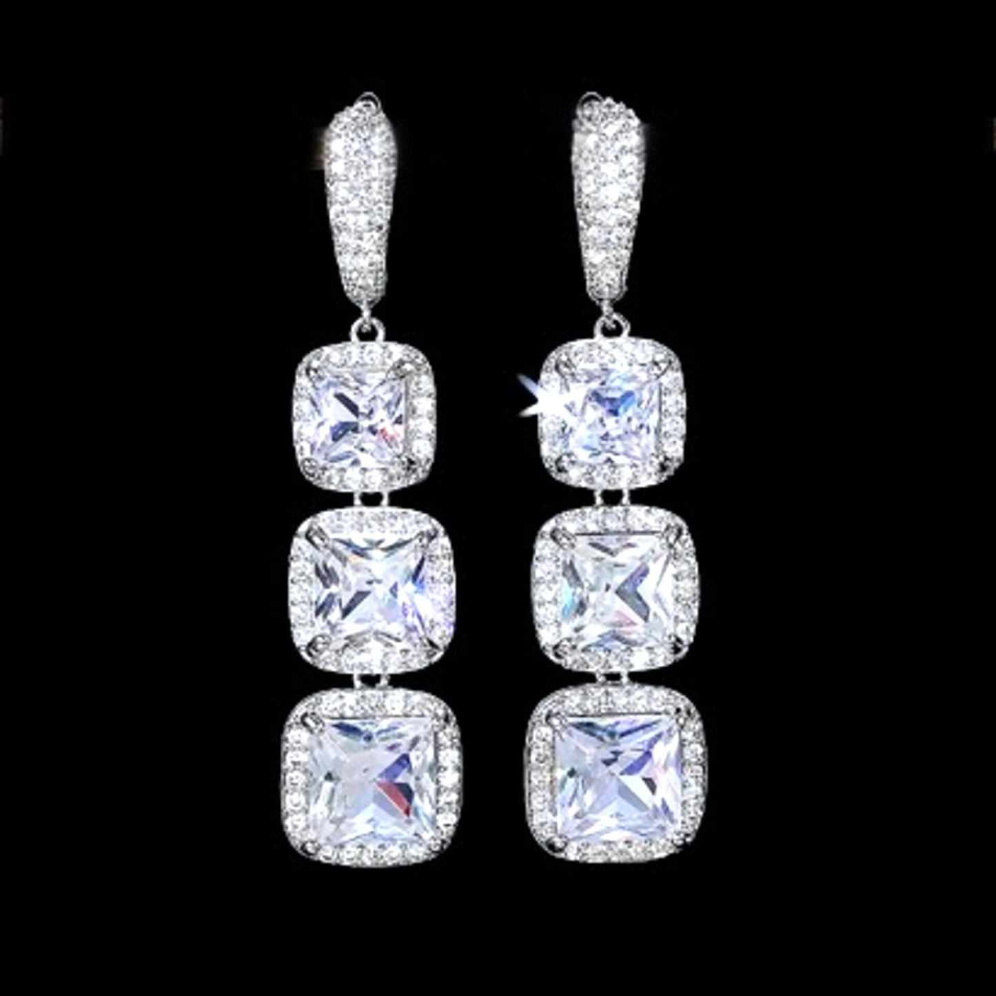 "Soraya" - Square Cubic Zirconia Bridal Earrings