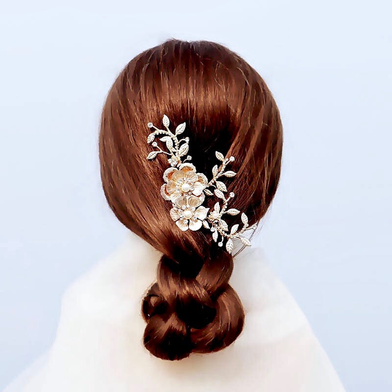 "Laine" - Gold Pearl Bridal Hair Comb