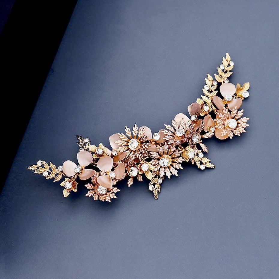 Selima - Gold Crystal Bridal Hair Clip