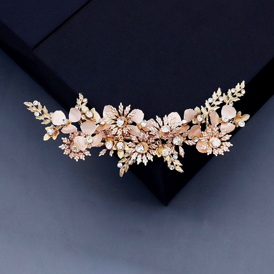 Selima - Gold Crystal Bridal Hair Clip