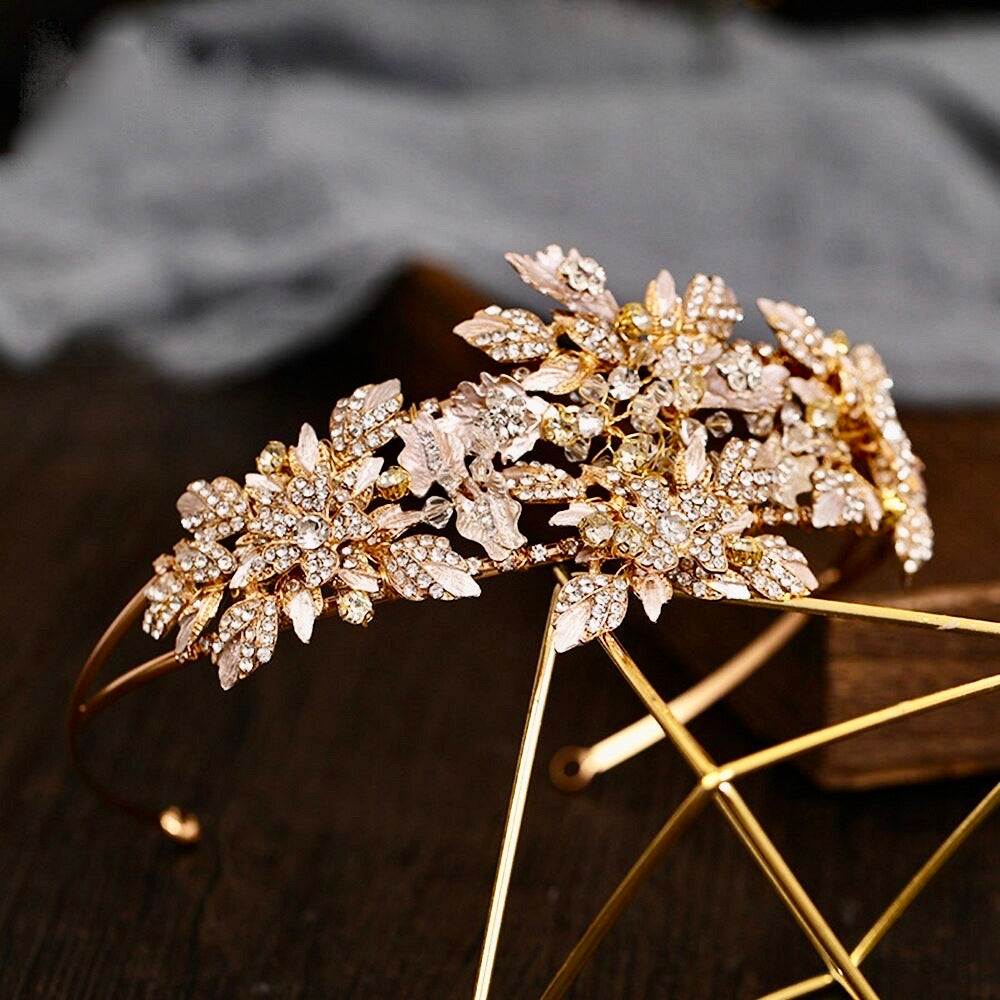 Sybil - Gold Crystal Bridal Headdress