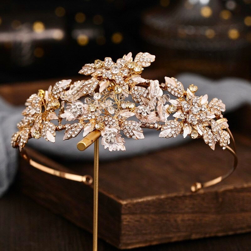Sybil - Gold Crystal Bridal Headdress