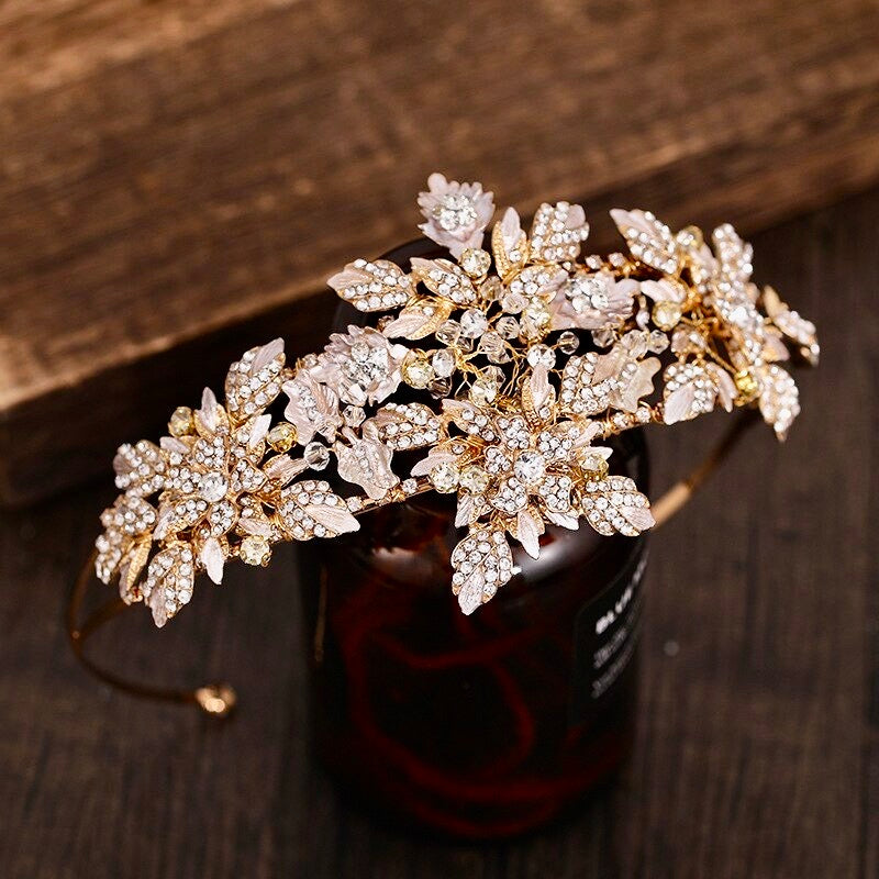 Sybil - Gold Crystal Bridal Headdress