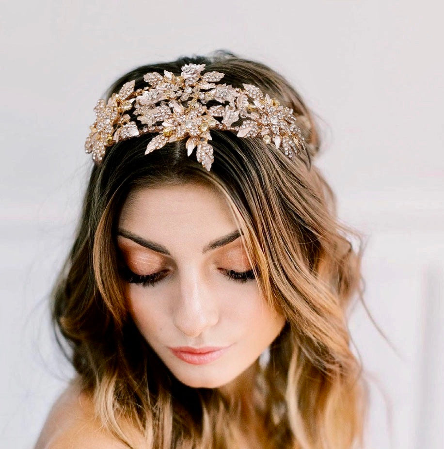 Sybil - Gold Crystal Bridal Headdress