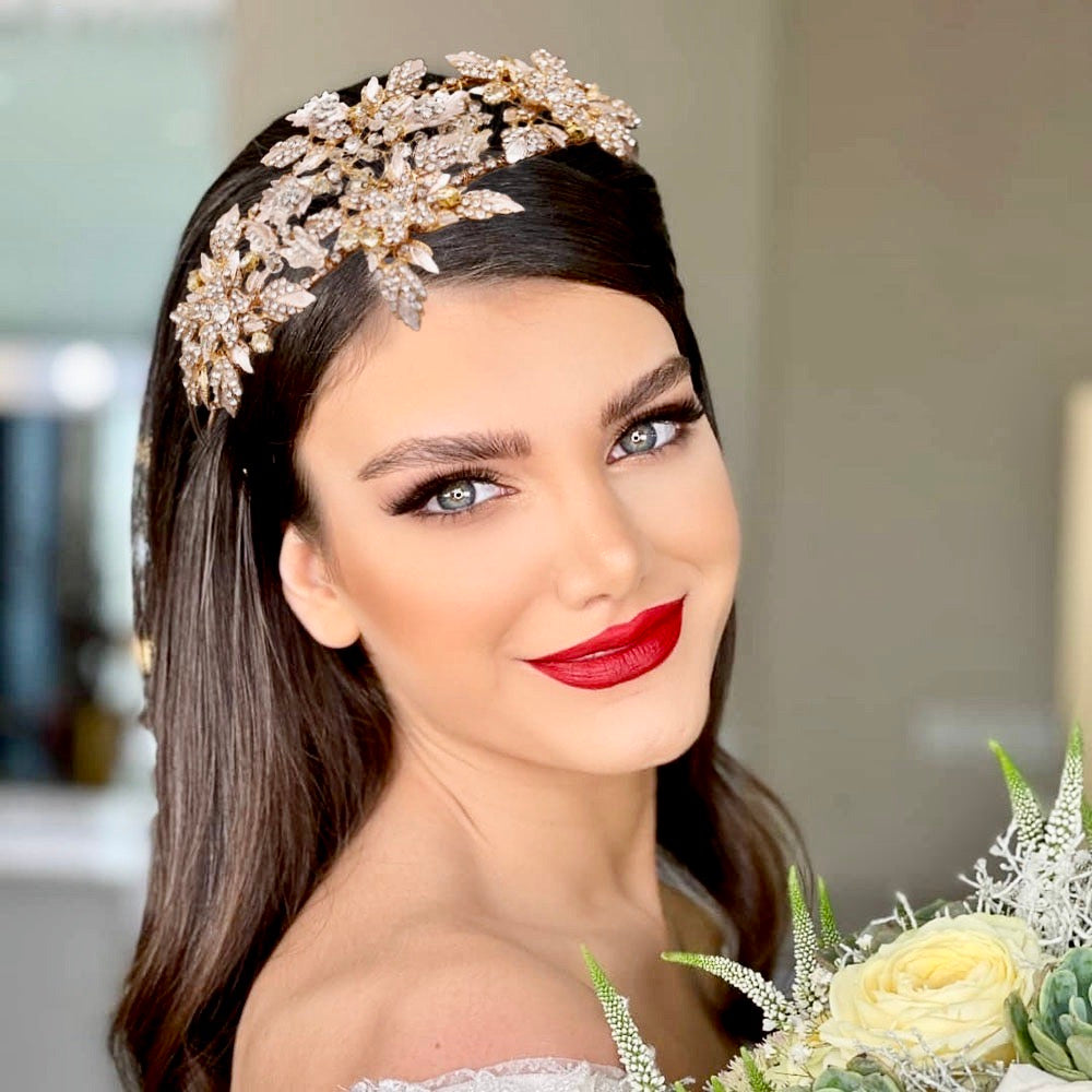 Sybil - Gold Crystal Bridal Headdress