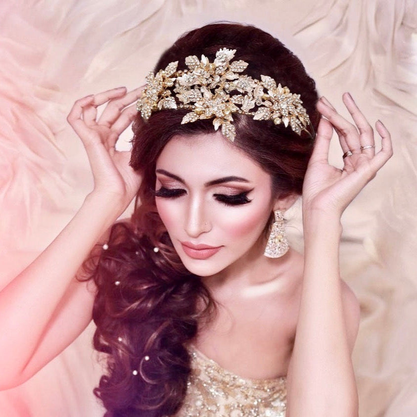 Sybil - Gold Crystal Bridal Headdress