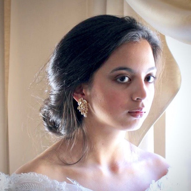Myria - Gold Swarovski Crystal Bridal Earrings