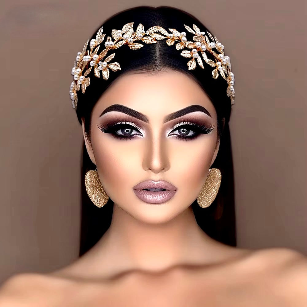 "Laurel" - Gold Pearl Bridal Headband