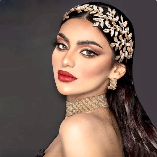 "Laurel" - Gold Pearl Bridal Headband